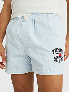 blue stripe seersucker shorts for men tommy jeans