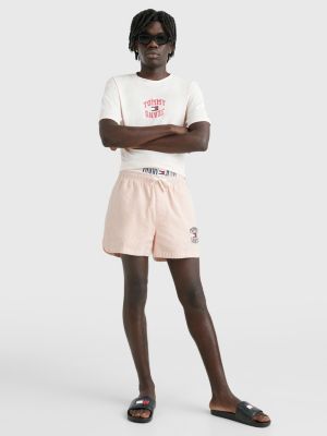 orange stripe seersucker shorts for men tommy jeans