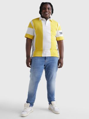 STAR FRUIT YELLOW / WHITE Oversized Fit gestreiftes Jersey-Poloshirt für men TOMMY JEANS
