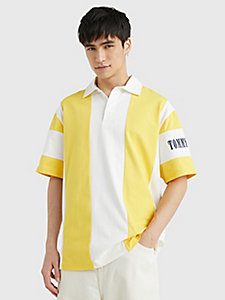 yellow stripe oversized fit jersey polo for men tommy jeans