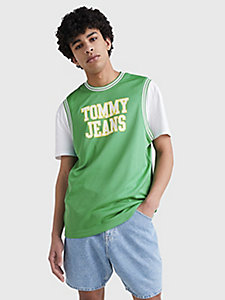 grün modern oversized fit tanktop mit logo für herren - tommy jeans