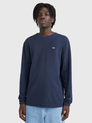 Waffle Classic Fit Long Sleeve T-Shirt | BLUE | Tommy Hilfiger