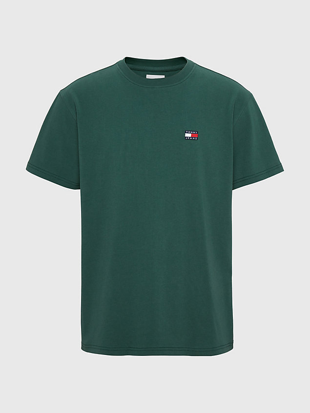 t-shirt coupe classique à badge green pour hommes tommy jeans