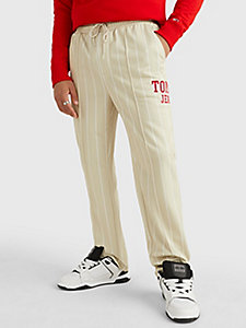 beige ethan pinstripe relaxed fit joggers for men tommy jeans