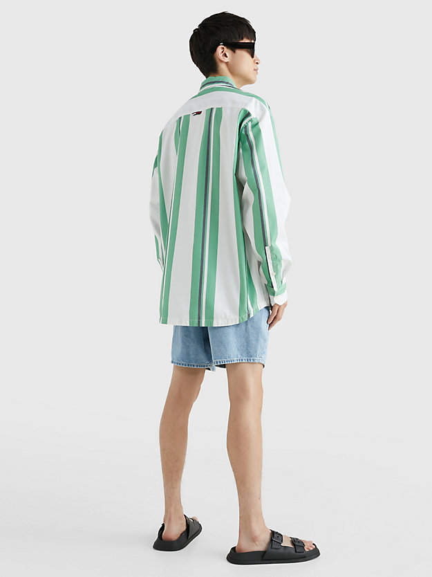 COASTAL GREEN STRIPE Mixed Stripe Oversized Fit Shirt for men TOMMY JEANS