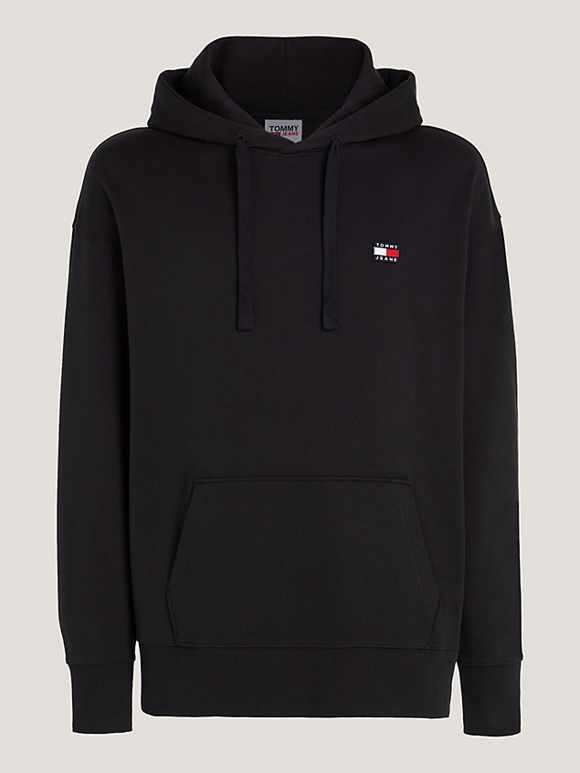black small badge relaxed hoody for men tommy jeans