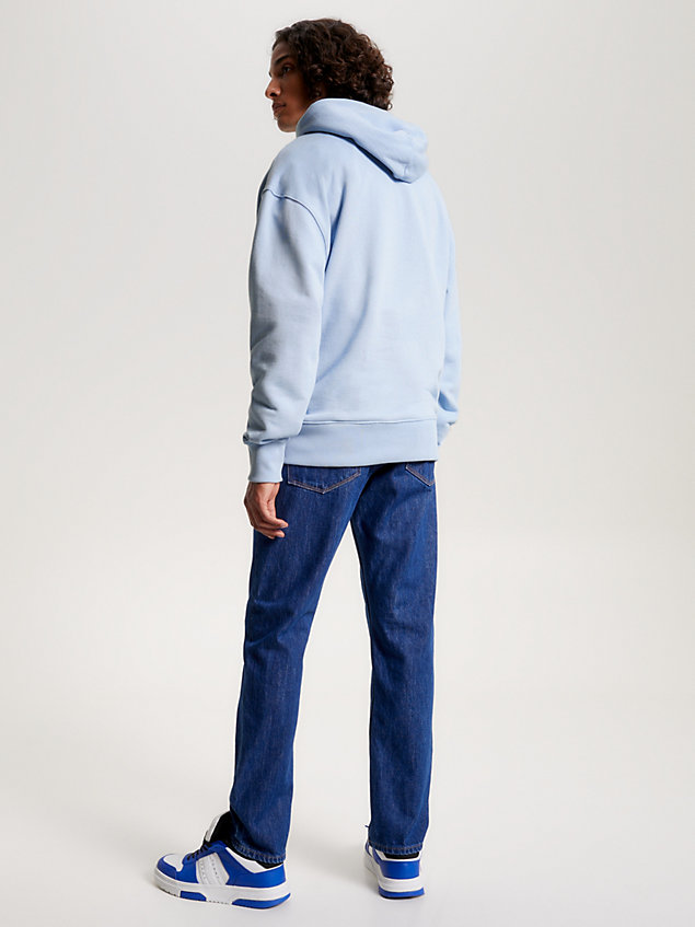 sudadera amplia con capucha y parche pequeño blue de hombre tommy jeans