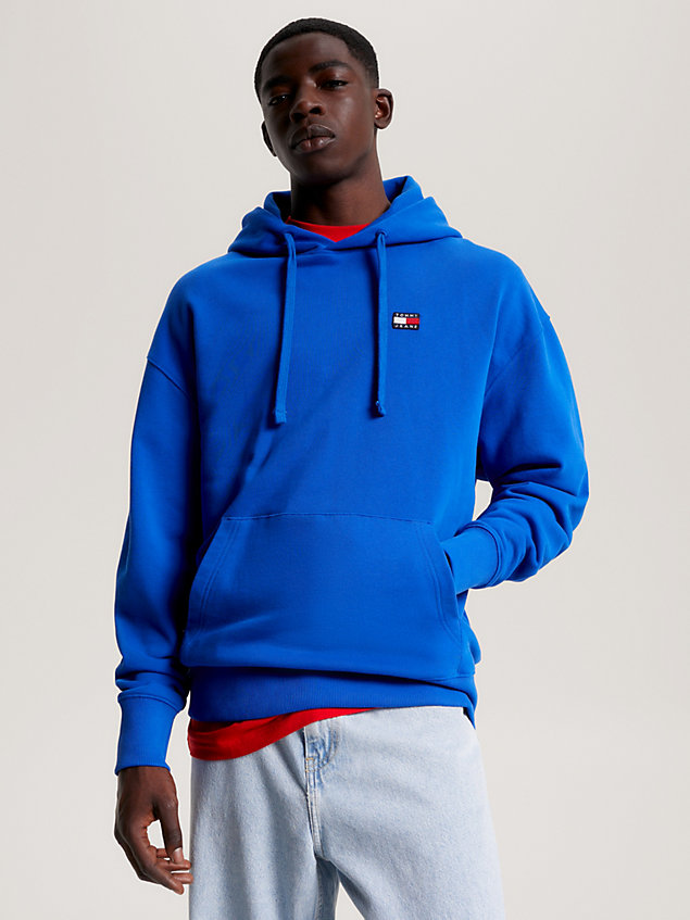 blue small badge relaxed hoody for men tommy jeans