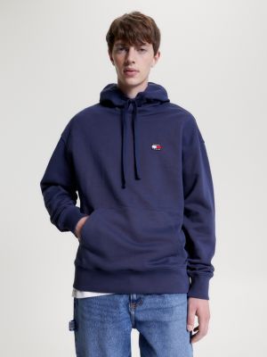 Relaxed fit hoodie met kleine badge Blauw Tommy Hilfiger