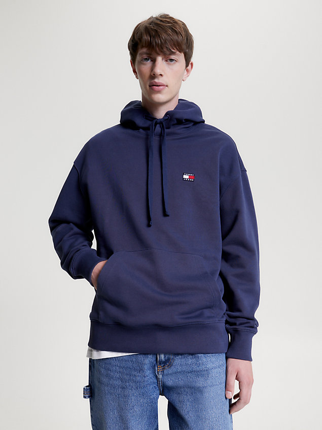 blue small badge relaxed hoody for men tommy jeans