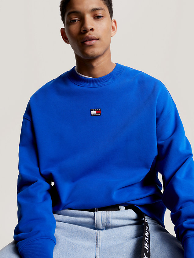 blue badge terry relaxed fit sweatshirt for men tommy jeans