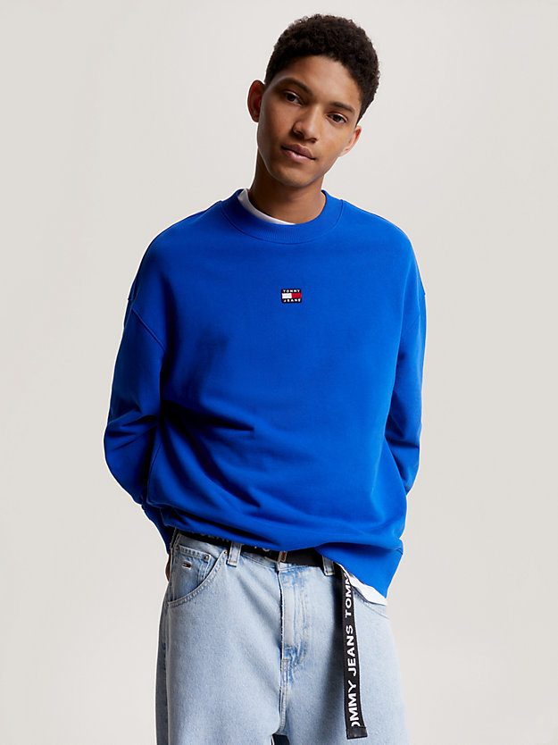Badge Terry Relaxed Fit Sweatshirt | Blue | Tommy Hilfiger