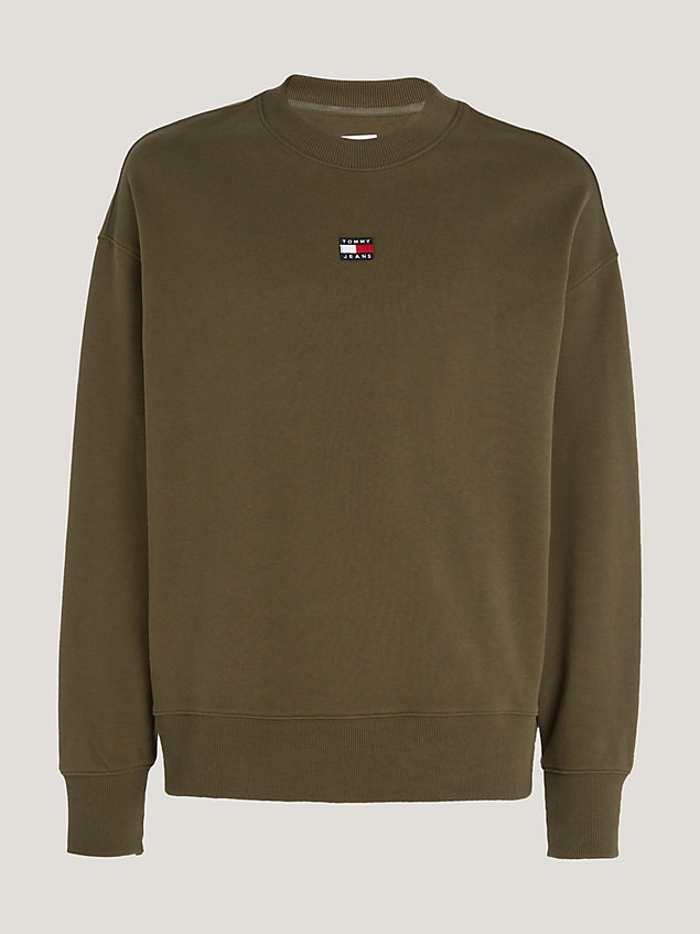 green badge terry relaxed fit sweatshirt for men tommy jeans