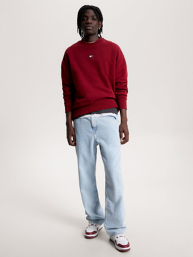 sudadera de felpa con corte amplio y parche red de hombre tommy jeans