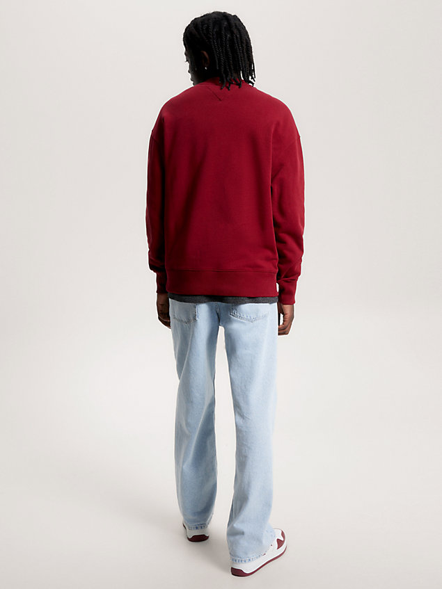 sudadera de felpa con corte amplio y parche red de hombre tommy jeans