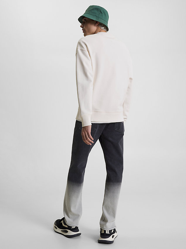 white relaxed sweatshirt van terrykatoen voor heren - tommy jeans