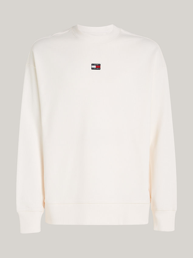 white badge terry relaxed fit sweatshirt for men tommy jeans
