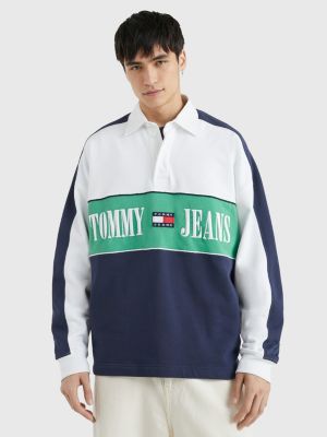 marxisme Daggry Alexander Graham Bell Colour-Blocked Logo Oversized Rugby Shirt | BLUE | Tommy Hilfiger