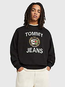 black boxy fit logo sweatshirt for men tommy jeans