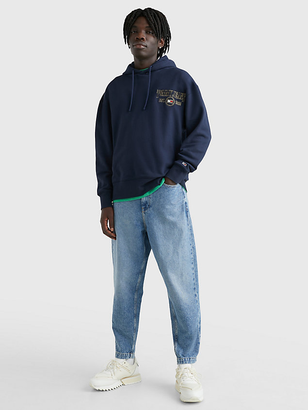 sudadera de corte amplio con capucha y logo blue de hombre tommy jeans