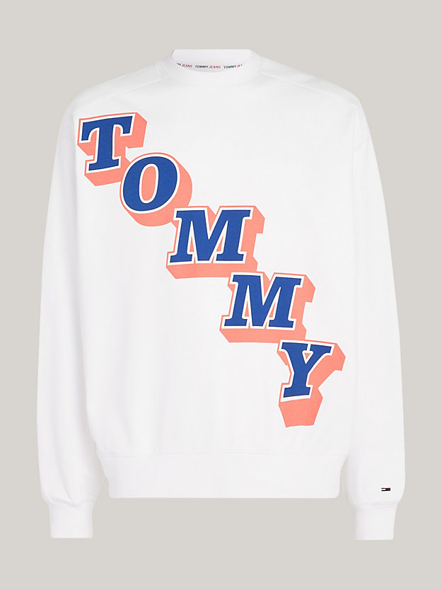 WHITE College Boxy Fit Sweatshirt for men TOMMY JEANS