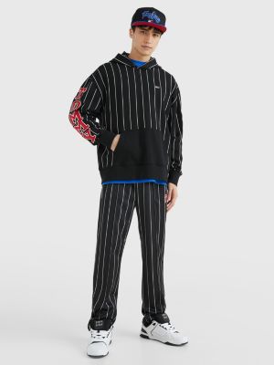 Modern Prep Pinstripe Relaxed Hoody BLACK Tommy Hilfiger