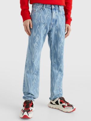 jean droit ethan à motif tourbillon au laser denim pour hommes tommy jeans