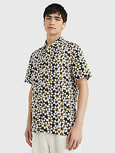 black floral classic fit short sleeve shirt for men tommy jeans