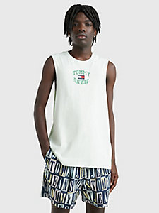 green mirror logo relaxed tank top for men tommy jeans