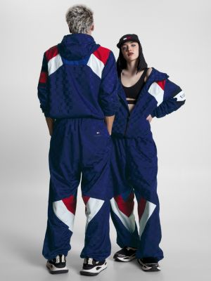 Checkerboard Colour-Blocked Hooded Track Jacket | BLUE | Tommy Hilfiger