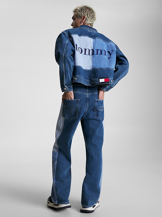 veste trucker en denim à logo au dos denim pour hommes tommy jeans