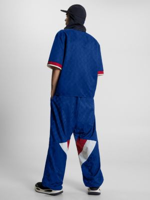 blue checkerboard short sleeve twill shirt for men tommy jeans