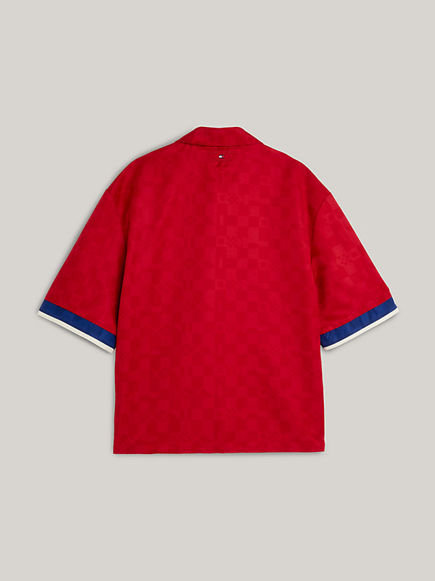 red checkerboard short sleeve twill shirt for men tommy jeans