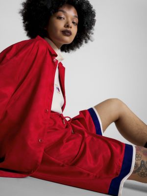 red checkerboard logo waistband shorts for men tommy jeans
