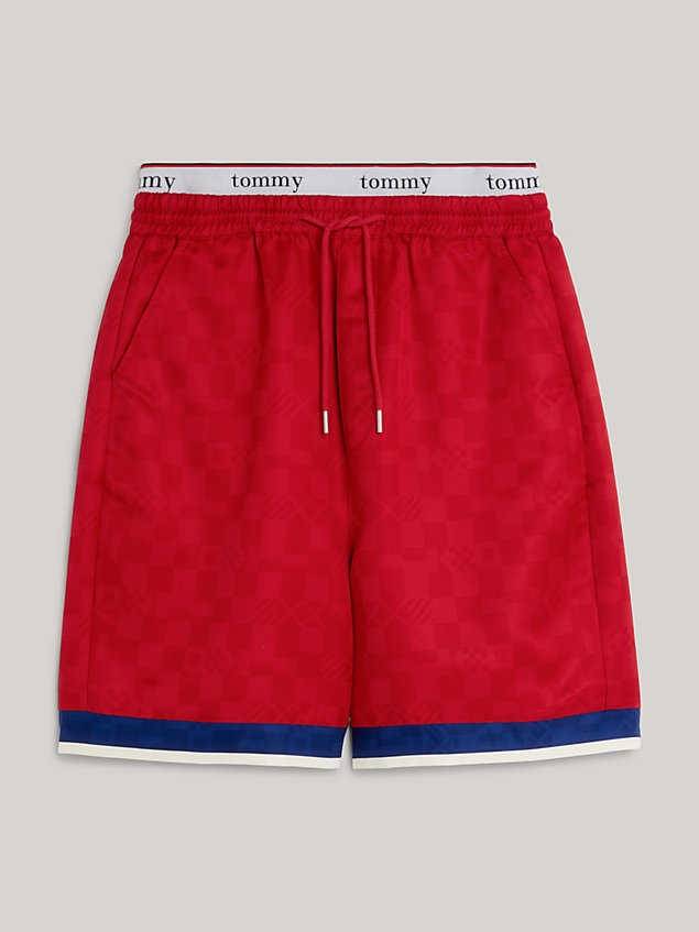 red shorts mit schachbrettmuster und logo für herren - tommy jeans