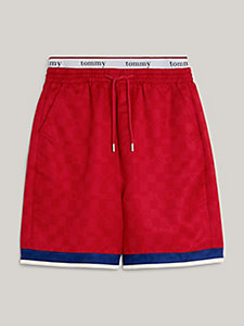 red checkerboard logo waistband shorts for men tommy jeans