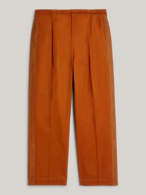 brown repeat logo wide leg sports chinos for men tommy jeans