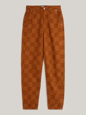 Checkerboard Dual Gender | Trousers | Hilfiger Brown Denim Relaxed Tommy