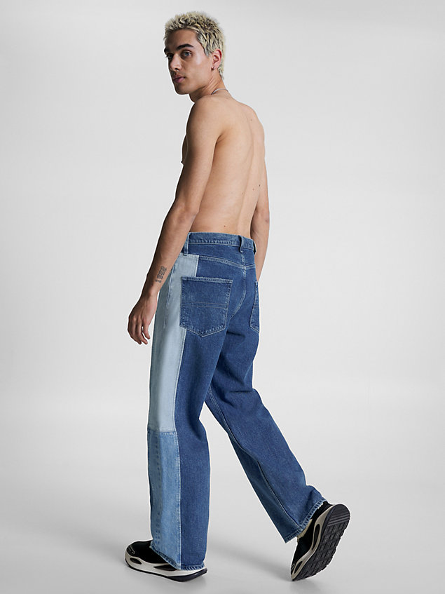 jeans baggy fit in tessuto tricolore denim da uomo tommy jeans