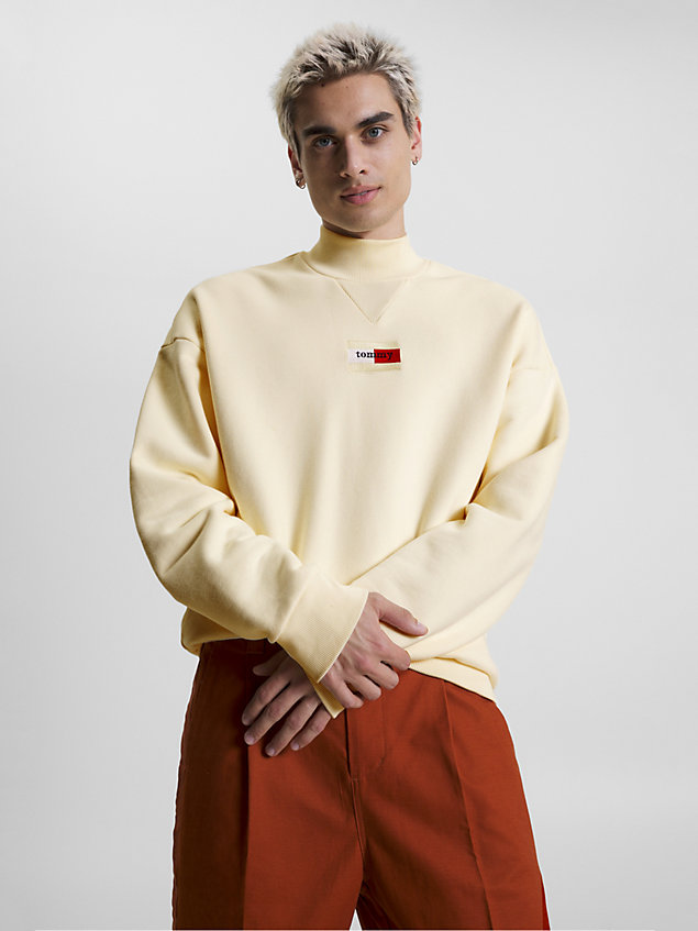yellow mock turtleneck sweatshirt for men tommy jeans
