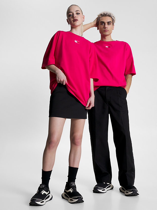 t-shirt essential con logo pink da uomo tommy jeans