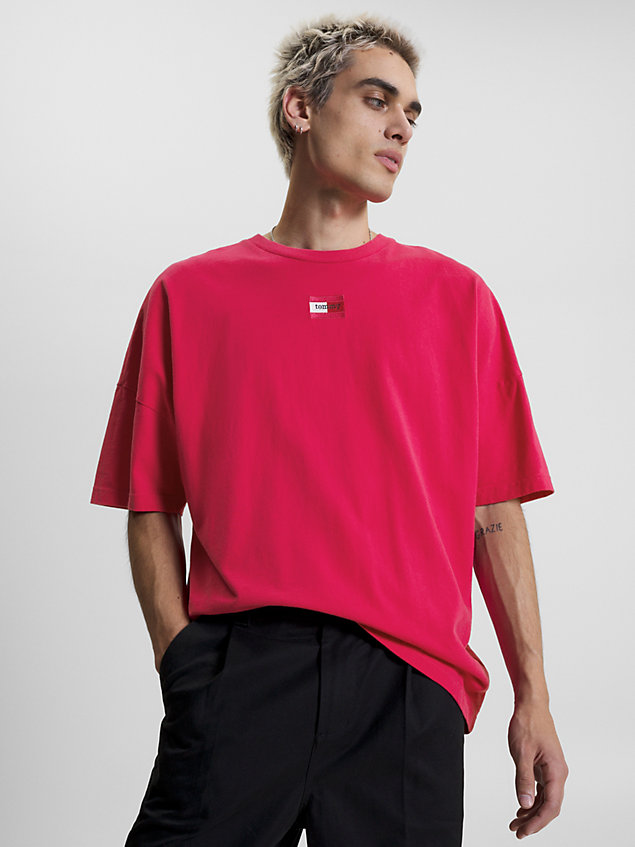 pink essential t-shirt met logo voor heren - tommy jeans