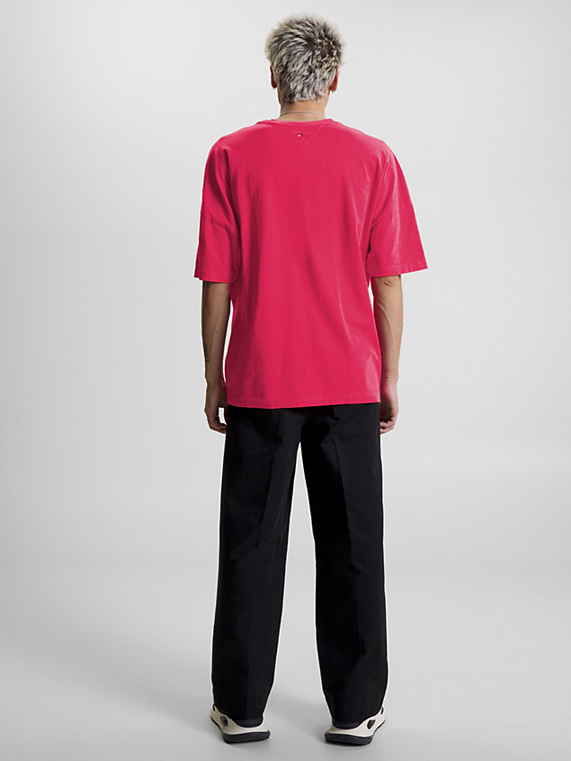 t-shirt essential con logo pink da uomo tommy jeans