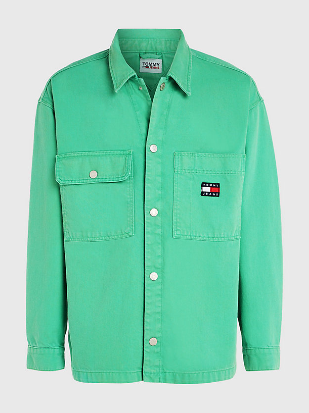 COASTAL GREEN Badge Denim Shirt Jacket for men TOMMY JEANS