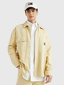 yellow badge denim shirt jacket for men tommy jeans