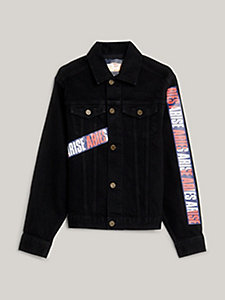 grey tommy jeans x aries tape denim jacket for men tommy jeans