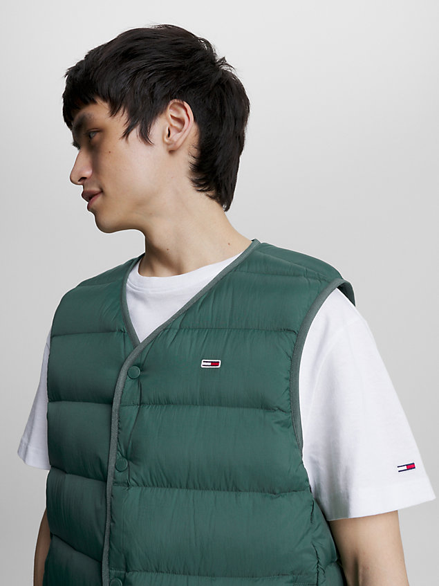 green recycled light down boxy fit vest for men tommy jeans