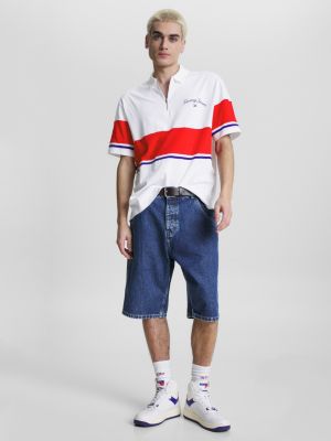 Mixed Stripe Oversized Fit Rugby Shirt White Tommy Hilfiger