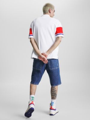Mixed Stripe Oversized Fit Rugby Shirt White Tommy Hilfiger