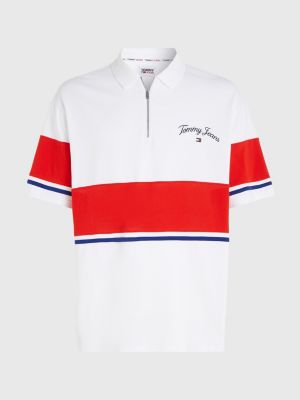 Mixed Stripe Oversized Fit Rugby Shirt | White | Tommy Hilfiger